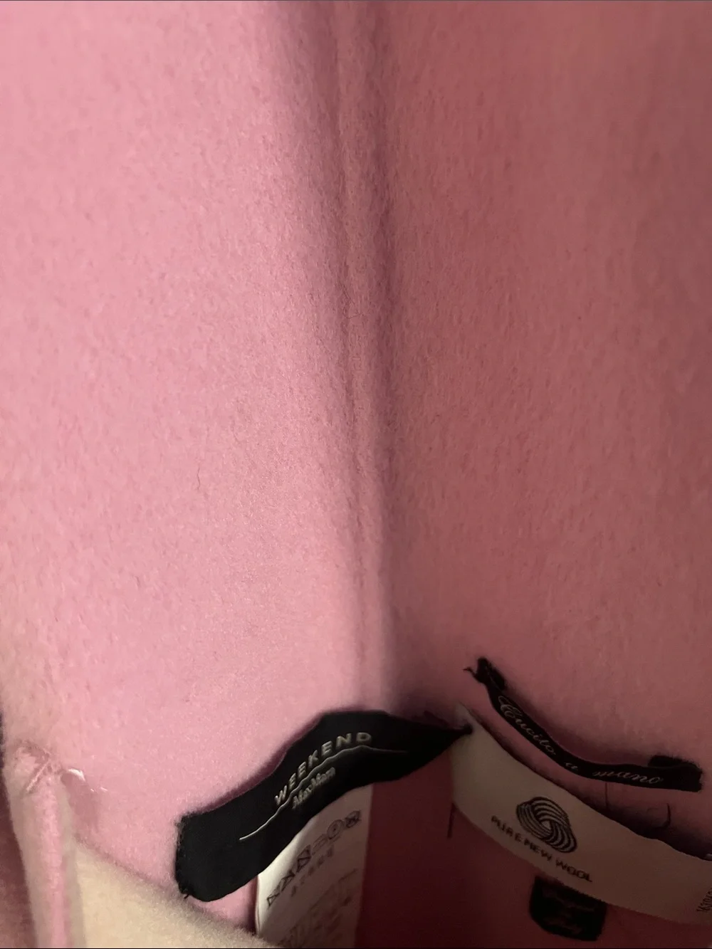 Weekend Max Mara Pink Wool-Blend Pea Coat with Cream Trim - Picture 4 of 5
